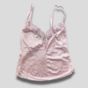 BESTFORM Y2K LACE TRIM CAMI LINGERIE TOP ADJ STRAPS BALLET PINK SMALL